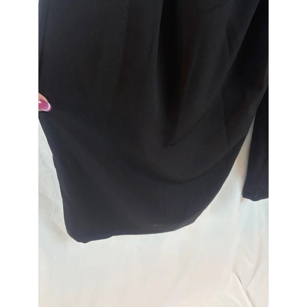 Black Wrap‎ V-Neck Jumpsuit 3/4 Sleeve Wide Leg Belted One-Piece Romper